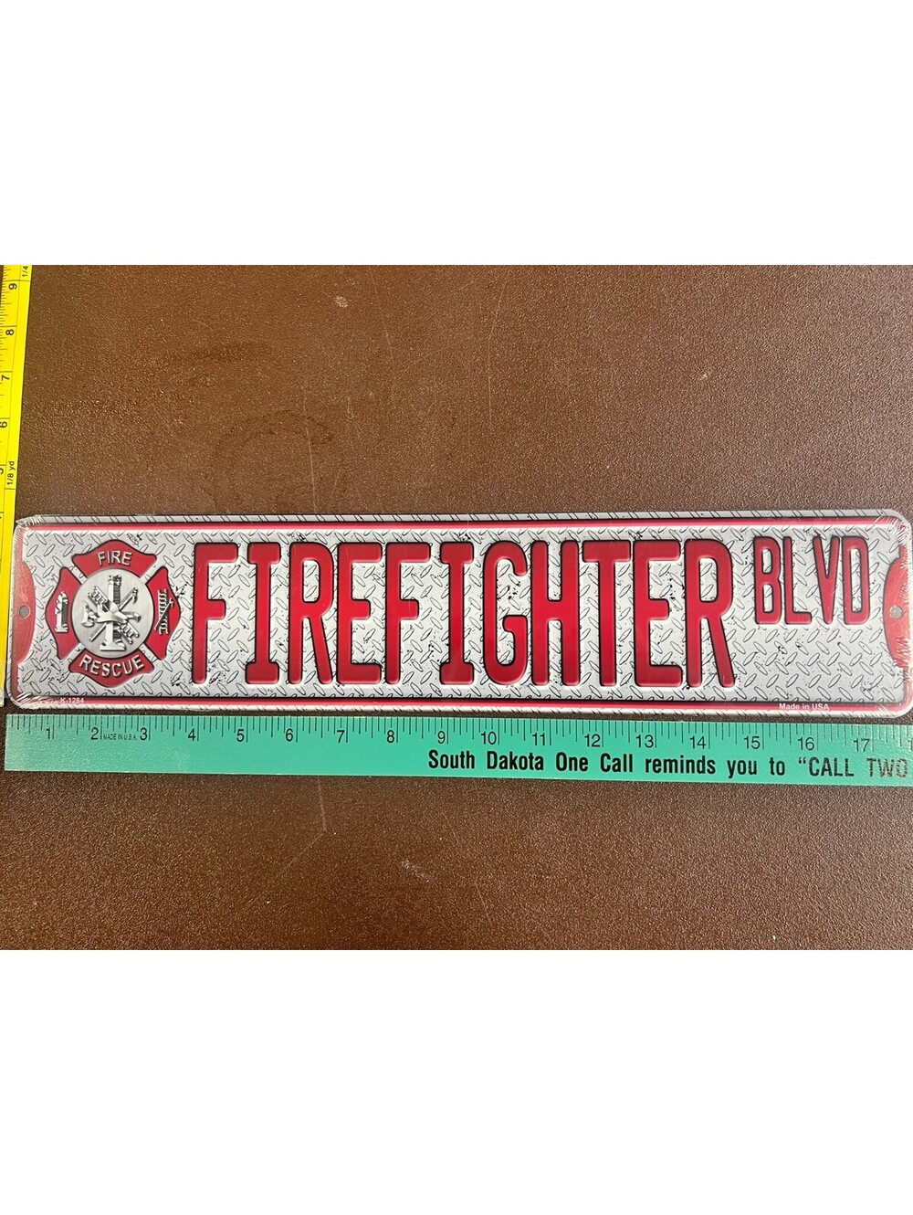 Firefighter Blvd 4x18 Aluminum Metal Sign Fire Rescue Station Decor